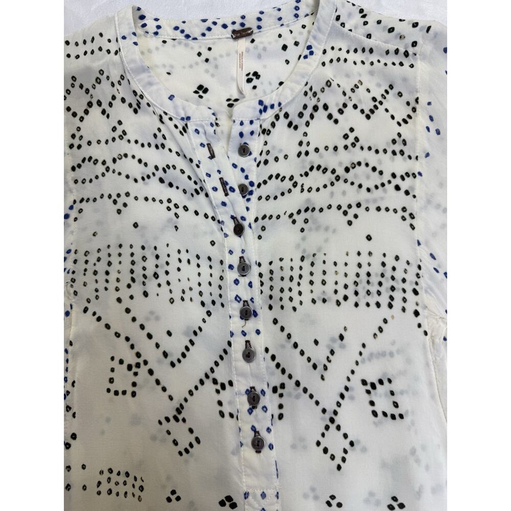 Free People Shibori Tunic Dress Women’s Sz S Long Sleeve Button Front Raw Hem - Picture 5 of 12